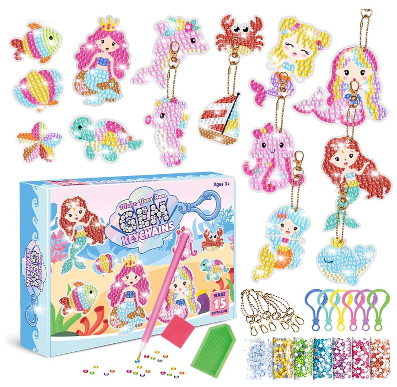 Mermaid-Diamond Dot Keychain Kit
