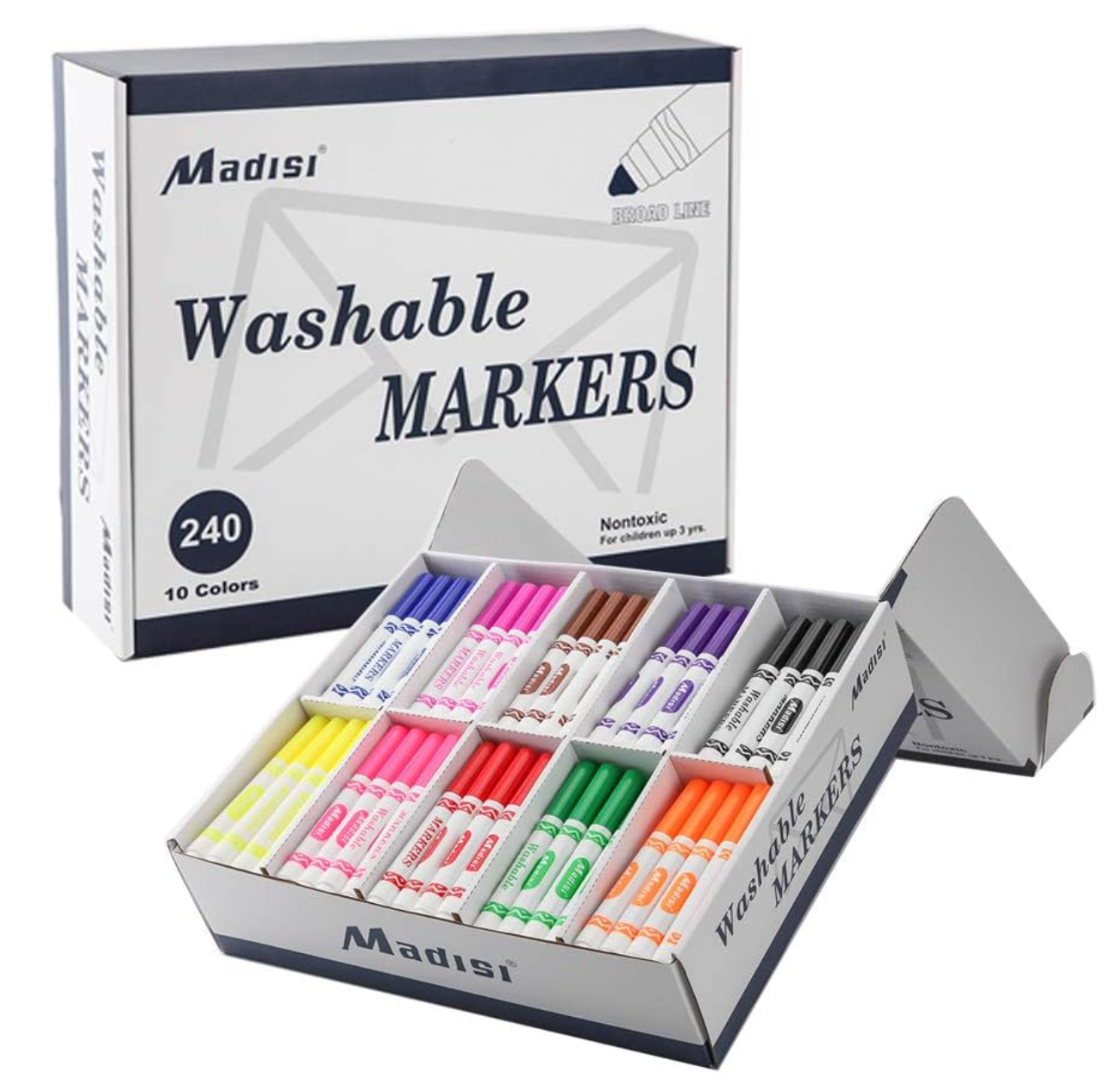 Madisi Washable Markers Bulk Pack (288 Count, 12 Colors)