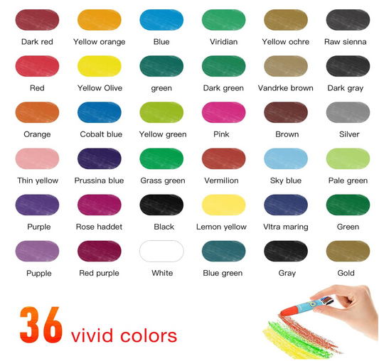 Assorted Oil Pastel Set - 36 Vibrant Colors