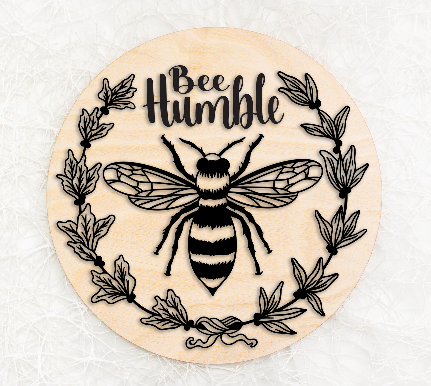Bee Inspired: 18" Round "Bee Humble" Laser Cut Layered Wood Sign