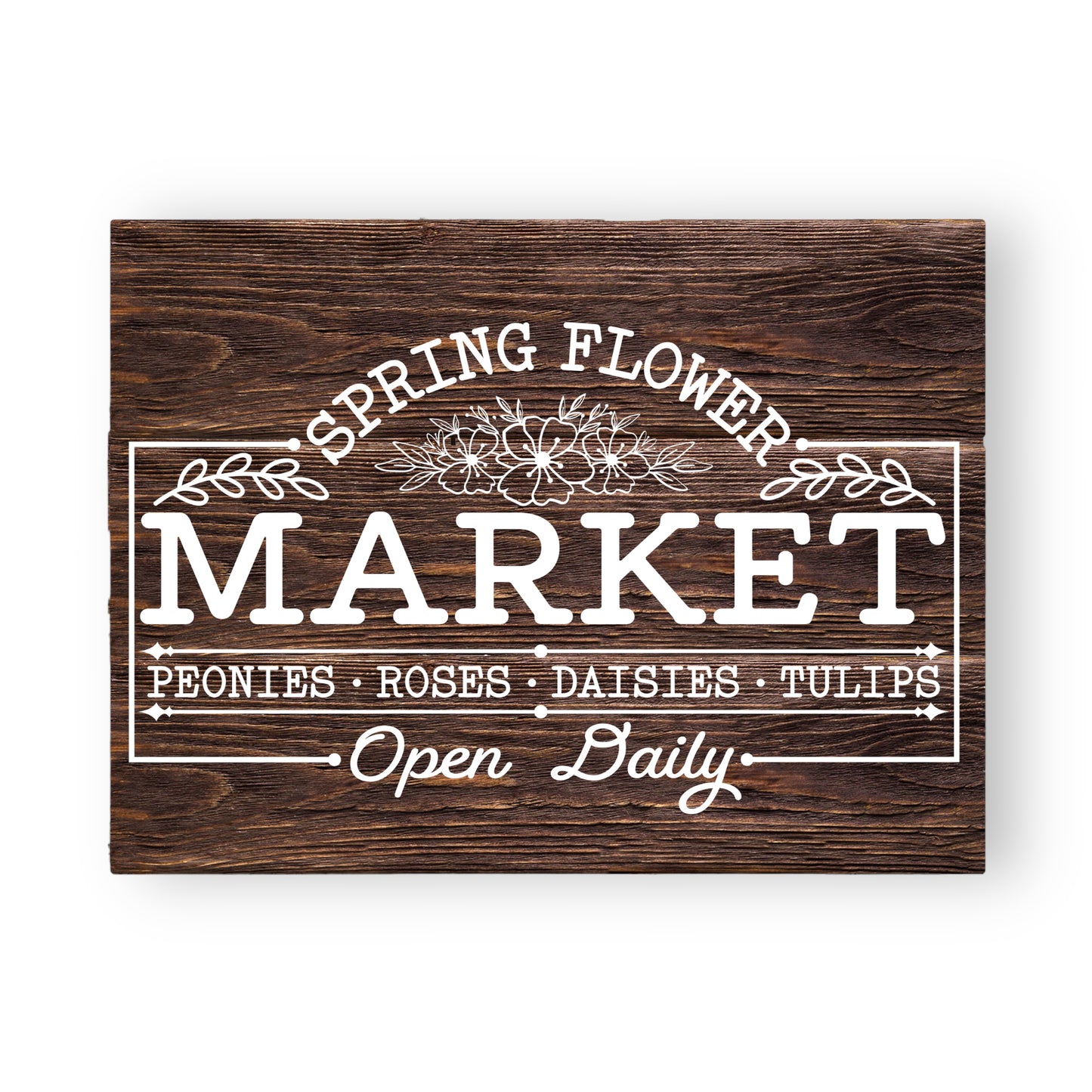 Blooming Boutique: 11x14 "Spring Flower Market, Open Daily" Layered Wood Sign