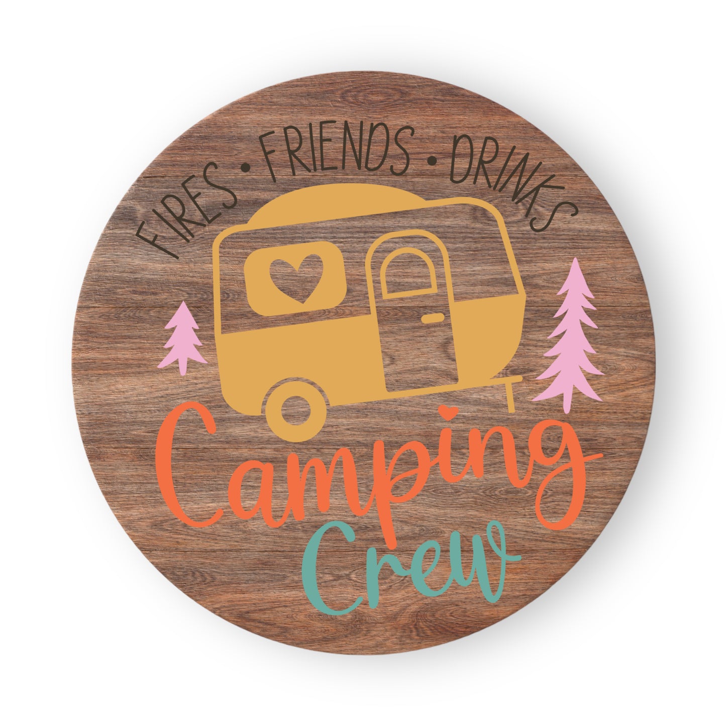 Outdoor Squad: 18" Round "Camping Crew" Layered Wood Sign